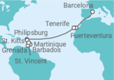 Itinerario del Crucero Desde Barcelona a Fort de France - MSC Cruceros