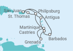 Itinerario del Crucero Islas Vírgenes - EEUU, Saint Maarten, Antigua Y Barbuda, Santa Lucía, Barbados, Puerto Rico, Mart... - Princess Cruises