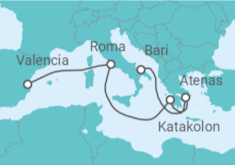 Itinerario del Crucero Grecia, Italia - MSC Cruceros