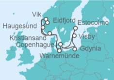 Itinerario del Crucero Las costas del Mar del Norte y Mar Báltico TI - AIDA