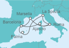 Itinerario del Crucero Italia, Francia, España - AIDA