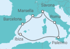 Itinerario del Crucero Francia, España, Italia TI - Costa Cruceros