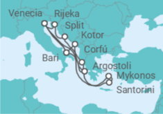 Itinerario del Crucero Italia, Grecia, Montenegro, Croacia TI - Costa Cruceros