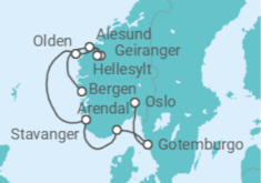 Itinerario del Crucero Noruega, Suecia - Ponant