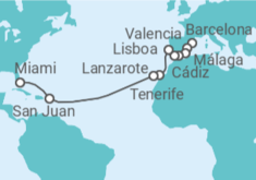Itinerario del Crucero Paso de Iberia a Nuevo Mundo - Oceania Cruises