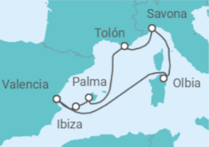Itinerario del Crucero España, Francia, Italia TI - Costa Cruceros