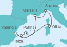 Itinerario del Crucero España, Francia, Italia TI - Costa Cruceros
