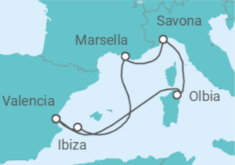 Itinerario del Crucero España, Francia, Italia TI - Costa Cruceros