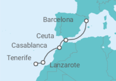 Itinerario del Crucero Un viaje desde las costas mediterráneas hasta Marruecos y las Islas Canarias - Explora Journeys