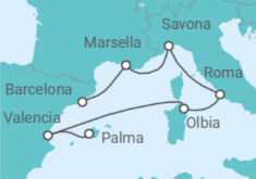 Itinerario del Crucero Desde Palma de Mallorca a Barcelona - Costa Cruceros