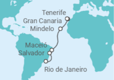 Itinerario del Crucero España, Cabo Verde, Brasil - Costa Cruceros