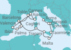 Itinerario del Crucero Desde Barcelona a Civitavecchia (Roma) - Silversea