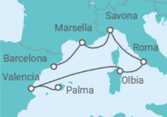 Itinerario del Crucero Desde Palma de Mallorca a Barcelona TI - Costa Cruceros