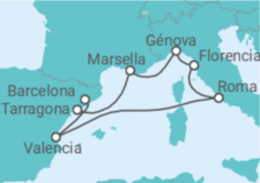 Itinerario del Crucero Francia, Italia, España - MSC Cruceros