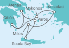 Itinerario del Crucero Históricas costas del Egeo - Silversea