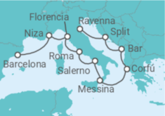 Itinerario del Crucero Mediterráneo: Italia, Francia y Grecia - NCL Norwegian Cruise Line