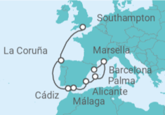 Itinerario del Crucero España, Francia - con vuelos - MSC Cruceros