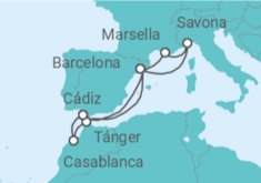 Itinerario del Crucero España, Francia, Italia, Marruecos - Costa Cruceros