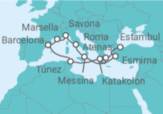 Itinerario del Crucero Italia, Turquía, Grecia, Túnez, España, Francia TI - Costa Cruceros
