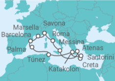 Itinerario del Crucero Italia, Grecia, Túnez, España, Francia TI - Costa Cruceros