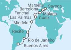 Itinerario del Crucero Desde Buenos Aires (Argentina) a Savona (Italia) TI - Costa Cruceros