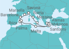Itinerario del Crucero Francia, España, Malta, Grecia, Italia TI - Costa Cruceros