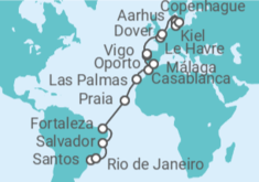 Itinerario del Crucero Desde Santos (São Paulo, Brasil) a Copenhague (Dinamarca) - Costa Cruceros