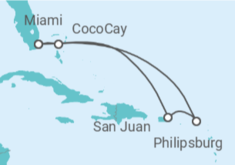 Itinerario del Crucero Saint Maarten, Puerto Rico - con vuelos - Royal Caribbean