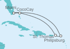 Itinerario del Crucero Saint Maarten, Islas Vírgenes - EEUU - con vuelos - Royal Caribbean