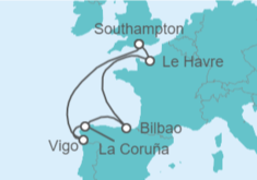 Itinerario del Crucero Francia, España - con vuelos - Royal Caribbean