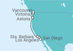 Itinerario del Crucero Alaska - Princess Cruises