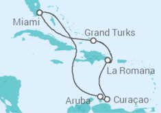 Itinerario del Crucero Bahamas, República Dominicana, Curaçao, Aruba - Carnival Cruise Line
