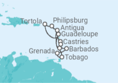 Itinerario del Crucero Islas Vírgenes - Reino Unido, Sint Maarten, Antigua Y Barbuda, Martinica, Guadalupe, Barbados, Sa... - Costa Cruceros