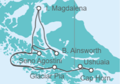 Itinerario del Crucero La Ruta de Darwin desde Ushuaia - Australis