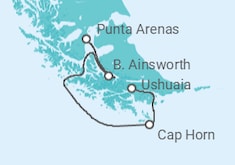 Itinerario del Crucero La Ruta de Darwin desde Punta Arenas - Australis