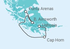 Itinerario del Crucero Fiordos de Tierra del Fuego - Australis