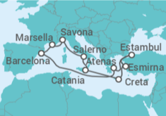 Itinerario del Crucero Francia, Italia, Grecia, Turquía - Costa Cruceros