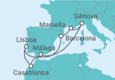 Itinerario del Crucero Francia, Italia, España, Marruecos, Portugal - MSC Cruceros