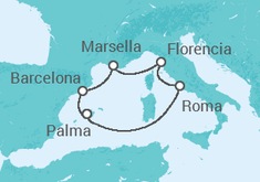 Itinerario del Crucero Italia, Francia, España - AIDA