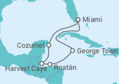 Itinerario del Crucero Islas Caimán, Honduras, México - NCL Norwegian Cruise Line