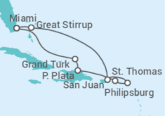 Itinerario del Crucero Bahamas, Islas Vírgenes - EEUU, Saint Maarten, Puerto Rico - NCL Norwegian Cruise Line
