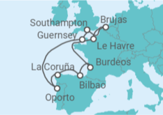Itinerario del Crucero Bélgica, Francia, España, Portugal, Guernsey - NCL Norwegian Cruise Line