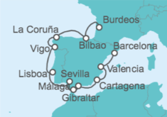Itinerario del Crucero Desde Burdeos (Francia) a Barcelona - Azamara