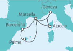 Itinerario del Crucero Francia, Italia, España TI - MSC Cruceros