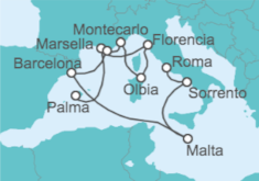 Itinerario del Crucero Desde Barcelona a Civitavecchia (Roma) - Oceania Cruises