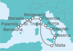 Itinerario del Crucero Italia, Malta, Mónaco, Francia, España - Oceania Cruises