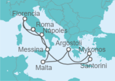 Itinerario del Crucero Islas Griegas e Italia - NCL Norwegian Cruise Line