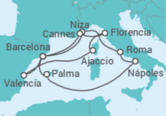 Itinerario del Crucero Francia, Italia, España - Cunard