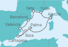 Itinerario del Crucero Costa Azul, Córcega, y Baleares - Royal Caribbean