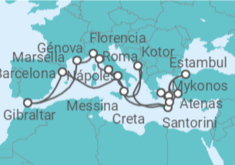 Itinerario del Crucero Italia, Grecia, Turquía, Montenegro, España, Gibraltar, Francia - Princess Cruises